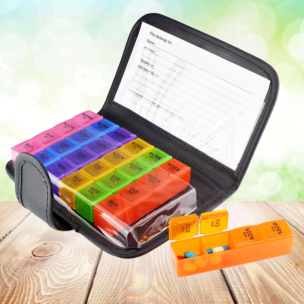 1 Набор коробок для таблеток с сумкой для хранения красочных разделенных дозирующих переносных коробок для таблеток Набор органайзеров
