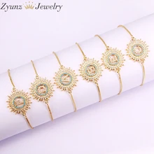 10 шт. ZYZ336-7622 начальные браслеты с буквами и браслеты для женщин девушка, золотые цвета регулируемые цепочки Кристалл CZ браслет с камнями