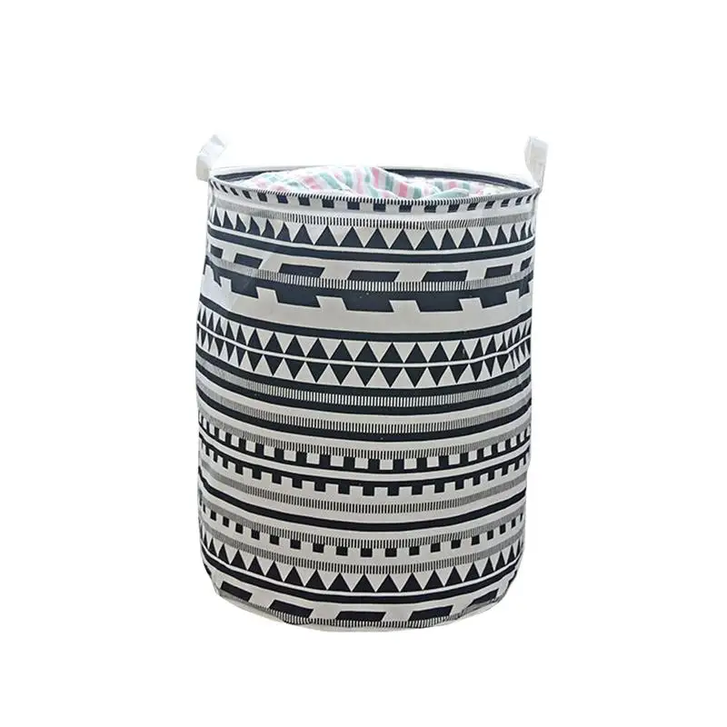 

1 PC Durable Sundries Storage Bag Japanese Style Cotton And Linen Laundry Hamper For Home (Black Geometric Pattern)