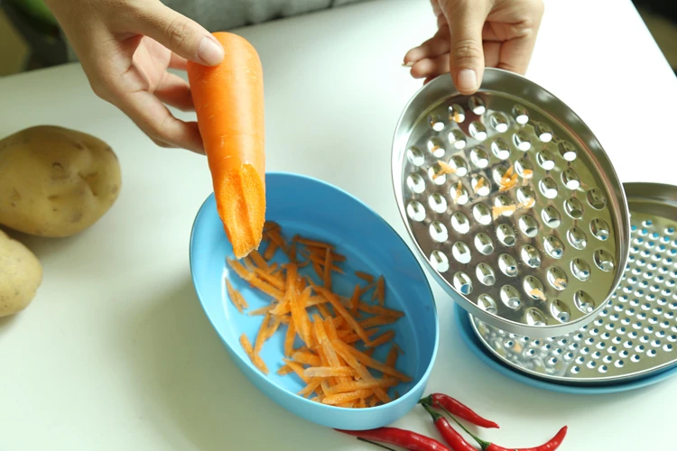 

1PCS Stainless Steel Grater with Container for Storing Cheese with Storage Container for Veggie Chocolate Kitchen Cutting Tools