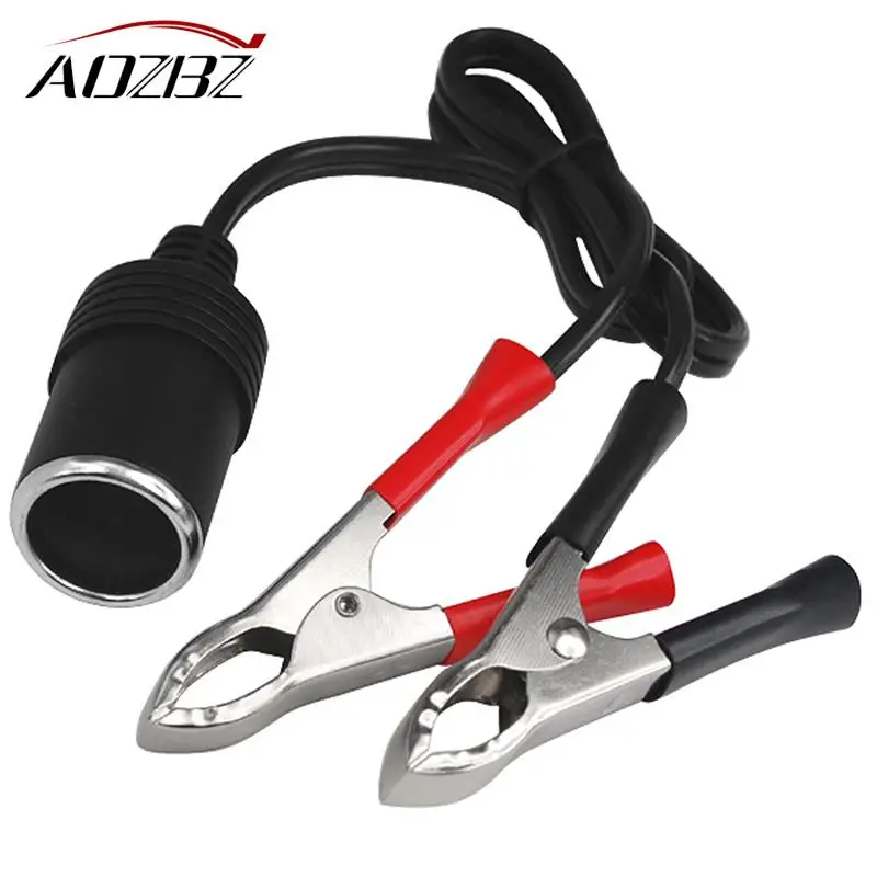 

12V Car Battery Terminal Clip-on Vehicle Car Cigarette Female Adapter Alligator Clips Extension Cord Lighter Socket