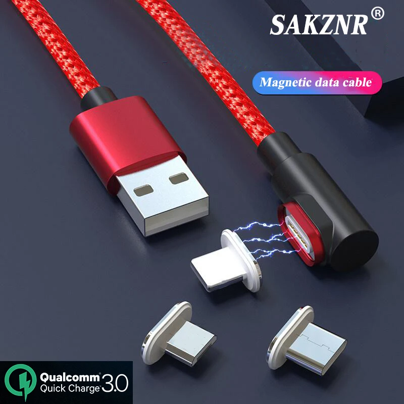 

90 degree Magnetic Cable Micro usb Type C Fast Charging Microusb Type-C Magnet Charger For iphone X Xs MAX XR xiaomi Usb-c Cable