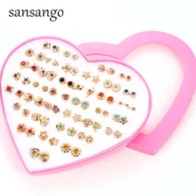 36 пар/лот, золотые, серебряные, черные, женские, звезда, луна, маленькие, цветные серьги-гвоздики с кристаллами, наборы, ювелирные изделия для девочек, праздничные подарки на день рождения