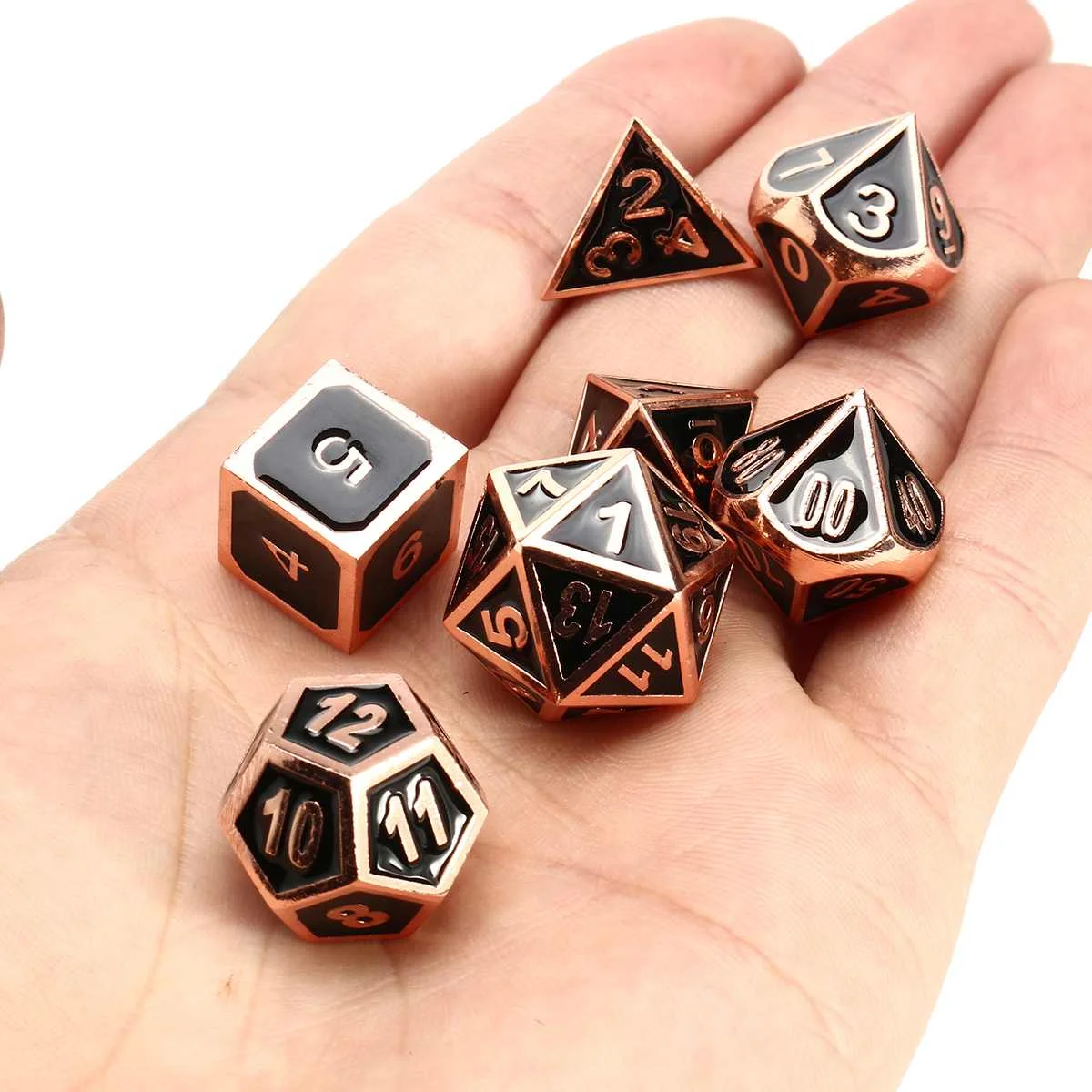 7Pcs Solid Metal Copper Retro Polyhedral Dice Dungeons & Dragons MTG SET Table Board Games