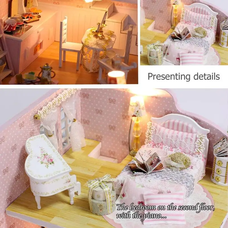 Miniature DIY Dollhouse Kit Assembly Building Model Toy Doll House Wooden Model Handmade Wooden Miniature Doll House Furniture Miniature DIY Dollhouse Kit Assembly Building Model Toy Doll House Wooden Model Handmade Wooden Miniature Doll House Furniture