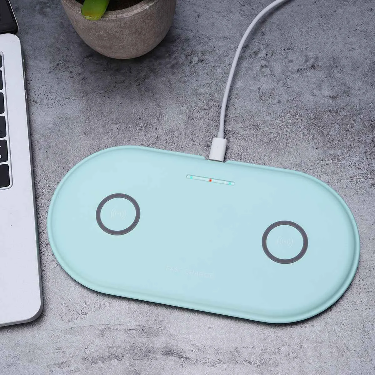 

Double Pad 5W Qi Wireless Charger For Support Wireless Charging Induction Phone Fast Charging Base Plate Phone Charger Pad TypeC