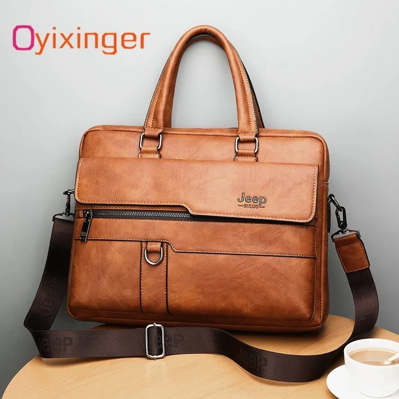 

New Men Briefcase Bags Business Leather Bag Shoulder Messenger Bags Work Handbag 14 Inch Laptop Bag Bolso Hombre Bolsa Masculina