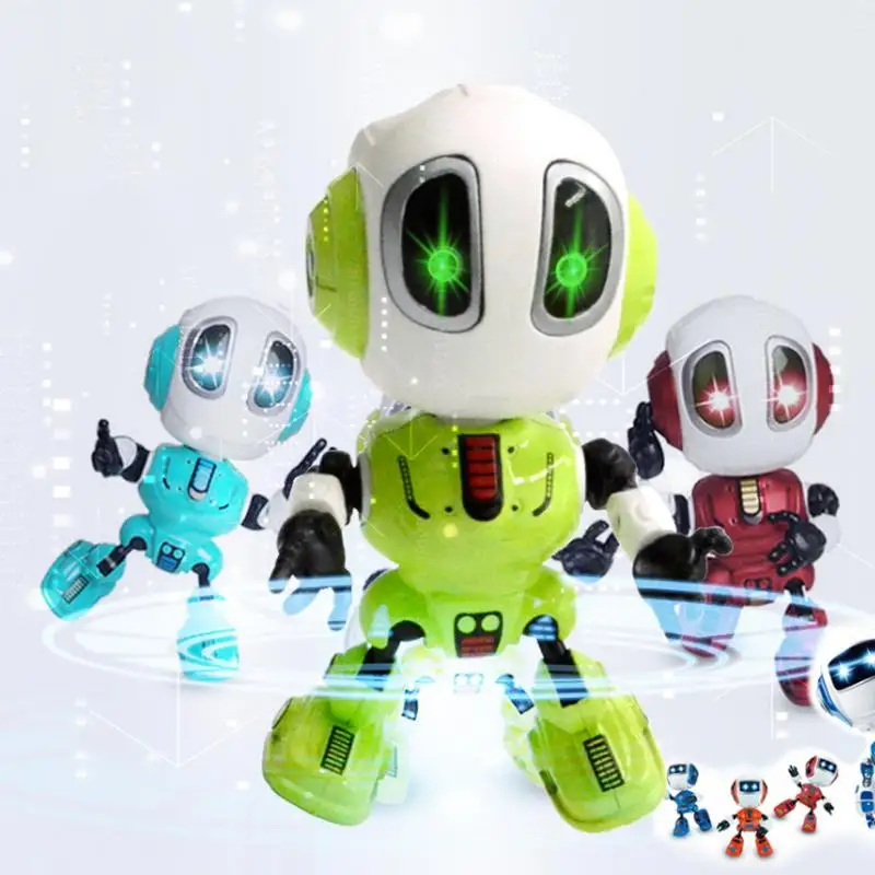 Smart Robot Toy Electronic Action Figure Toy Intelligent Sound Recording Function Alloy Robot LED Lighting Toys For Boys