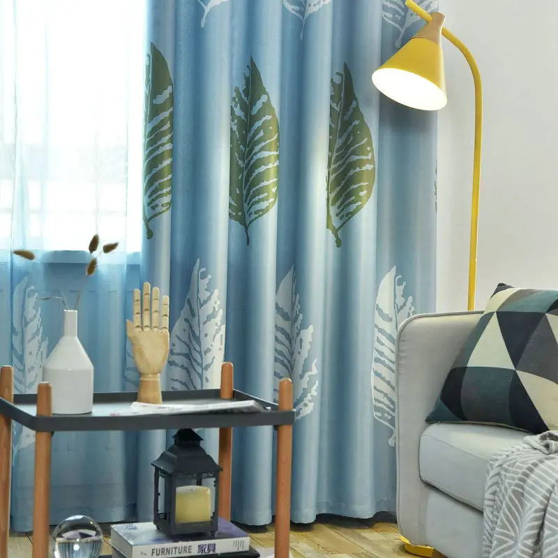 

Custom Green Leaves Nordic Shade Curtains Simple Modern Bedroom Curtains for Living Room Children Cortinas Para Sala De Estar