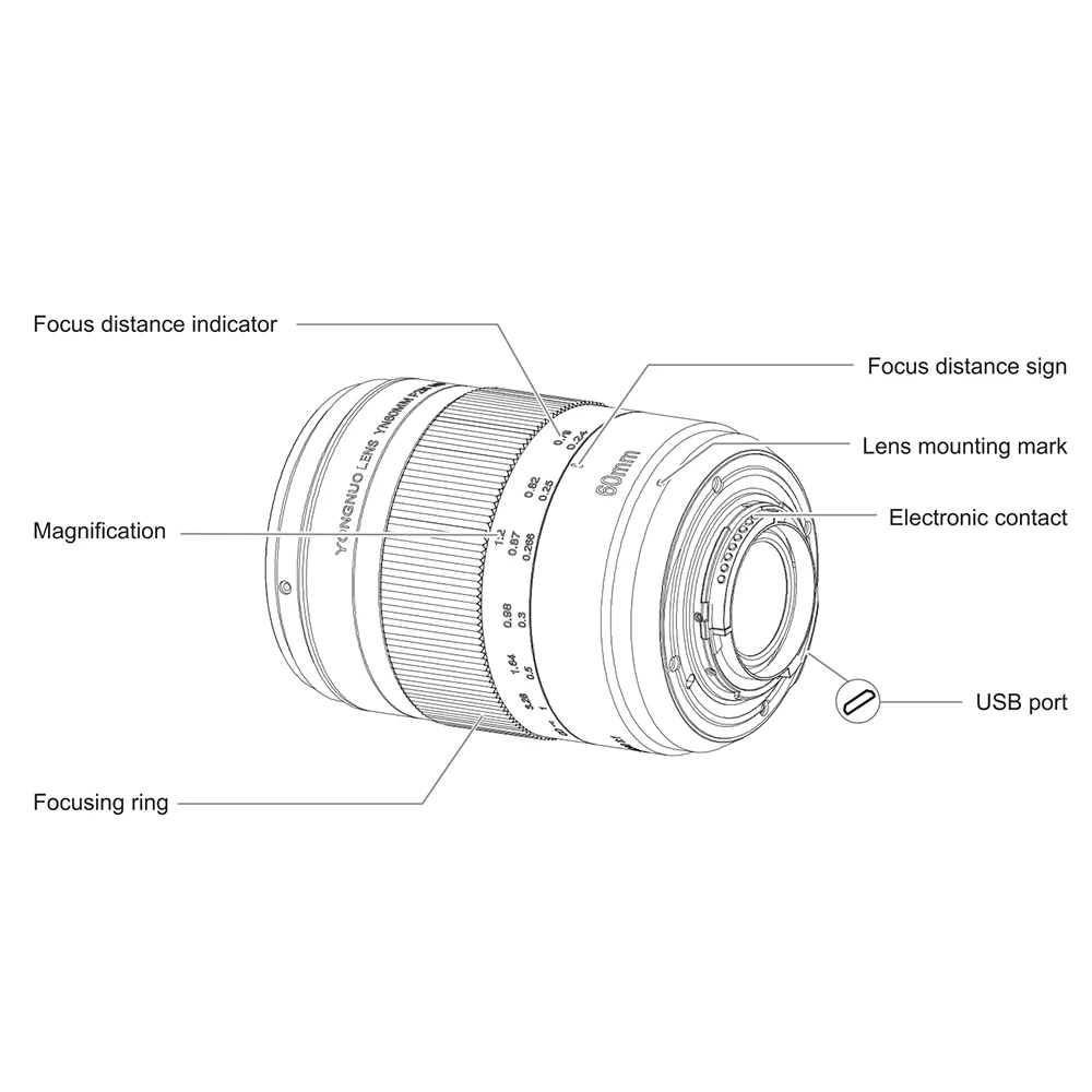 YONGNUO макрообъектив YN60mm F2NE F2 ручная фокусировка Большая диафрагма для Nikon D500/D600/D700/D800/D300S/D3000/D3200/D5200DSLR камер