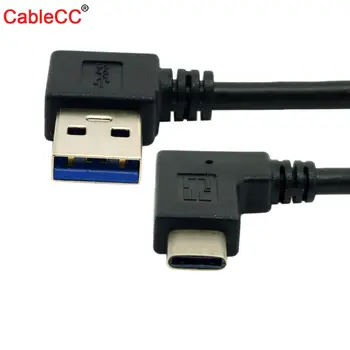 

10pcs/lot CY 0.3M Reversible USB 3.1 USB-C Angled to Left Angled 90 Degree A Male Data Cable High Quality