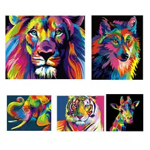 DIY Цифровая живопись ручная роспись животное лев художника Гостиная Кулон абстрактное украшение Холст Картина маслом настенная вешалка