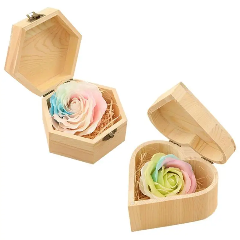 

Flower Scented Soap Bath Body Rose Petal Perfumed Soap Gift with Wood Box