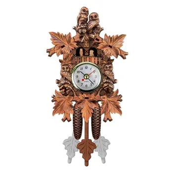 

Vintage Home Decorative Bird Wall Clock Hanging Wood Cuckoo Clock Living Room Pendulum Clock Craft Art Clock For New House