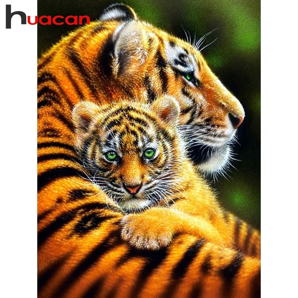 

Huacan Diamond Mosaic Sale Full Square Tigers 5D Diamond Painting Cross Stitch Rhinestones Animal Embroidery With Diamonds Craft