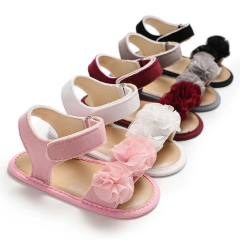 Focusnorm New Fashion Infant Baby Girl Soft Sole Lace Flower Sandals Toddler Summer Shoes Sandals