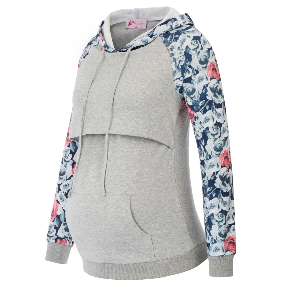 Для женщин для беременных с длинным рукавом капюшоном и кормящих мам Кенгуру