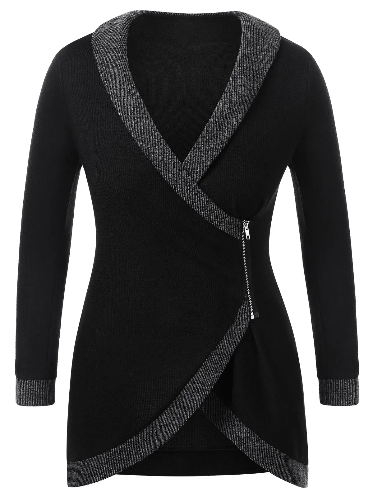

Rosegal Plus Size Shawl Collar Contrast Trim Cardigan Women Sweaters Fall Spring Casual Long Sleeves Pull Femme Ladies Sweater