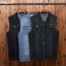 Sleeveless Denim Casual Waistcoat Men's Jean Coat  Regular Pockets Plus Size M-8XL Cowboy Brand Hip Hop Sleeveless Jacket