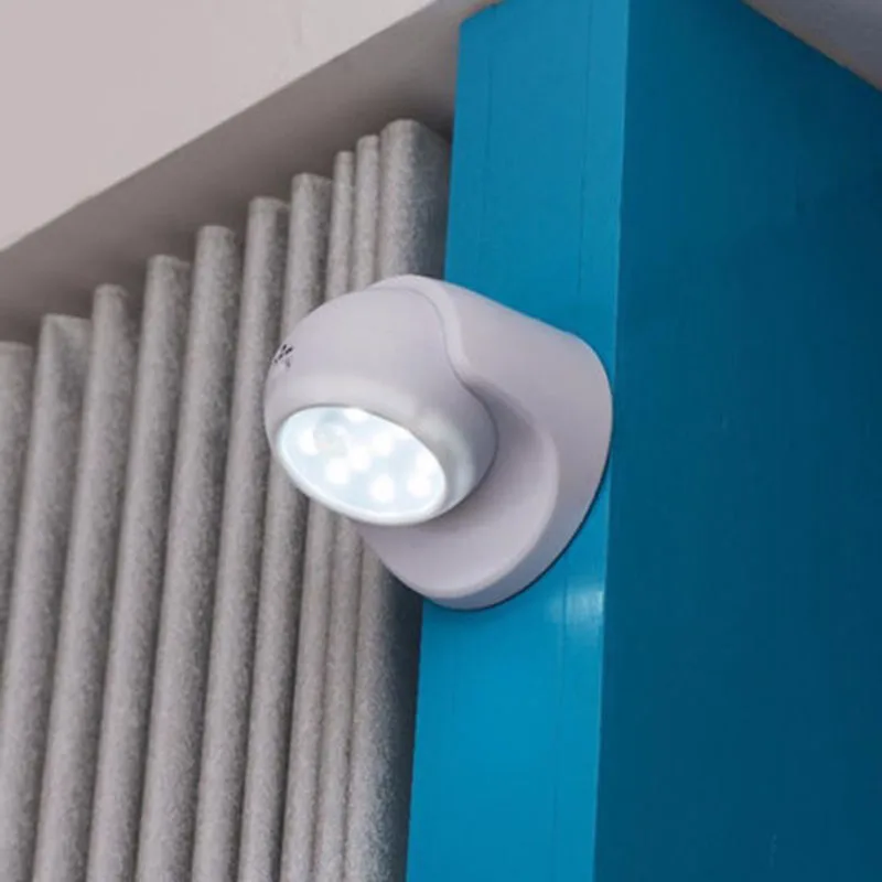 

9 LEDs 360 Degree Rotation Motion Light Sensor Night Light Battery Operated Corridor Wall Night Light For Closet Garages Hallway