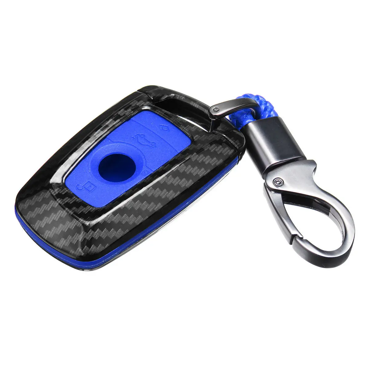buy NEW Carbon Fiber Remote Key Case Cover Fob For BMW 1 2 3 4 5 6 7 Series F10 F20 F30 Black Red Blue Key Ring