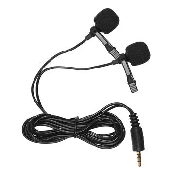 

Dual-head Lavalier Lapel Omnidirectional Clip-on Microphone Mic for Smartphone Camera Mic for Program Video Recording Interview