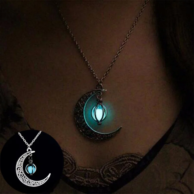 

New Hot Moon Necklace For Women Glowing Light Jewelry Mulit Style Pendant Gem Charm Ladies Necklaces Gifts Collana da donna