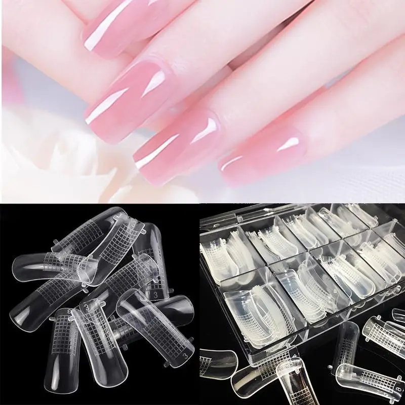 

100PCS/Box 10 Kinds of Crystal Nails Fake Nails System Form UV Gel Acrylic Nail Mold Artificial Nail Tip with Scale