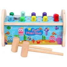 Деревянные дети родитель-ребенок Взаимодействие океан Whack-a-mole головоломки игрушки деревянные образовательные двойной молоток океан Whack-a-mole игрушки