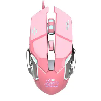 

HXSJ V500 USB Wired Gaming Mouse 3200DPI 6 Buttons Gamer Mouse Pink for PC