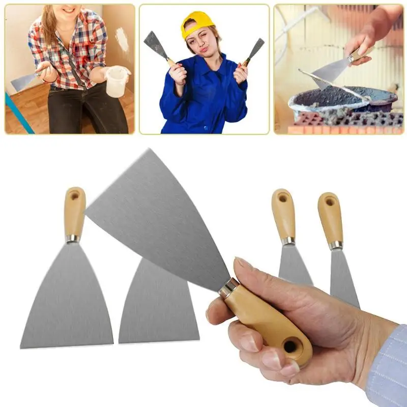 

5pcs Knife Scraper Blade Shovel Wood Handle Putty Knives Wall Painting Scraper Home Handle Wall Plastering Scraping Hand Tool