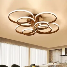 Современные Люстры, светодиодный светильник для столовой, светильники для внутреннего дома, черные кольца для гостиной, спальни, лампы с пультом дистанционного управления, блеск