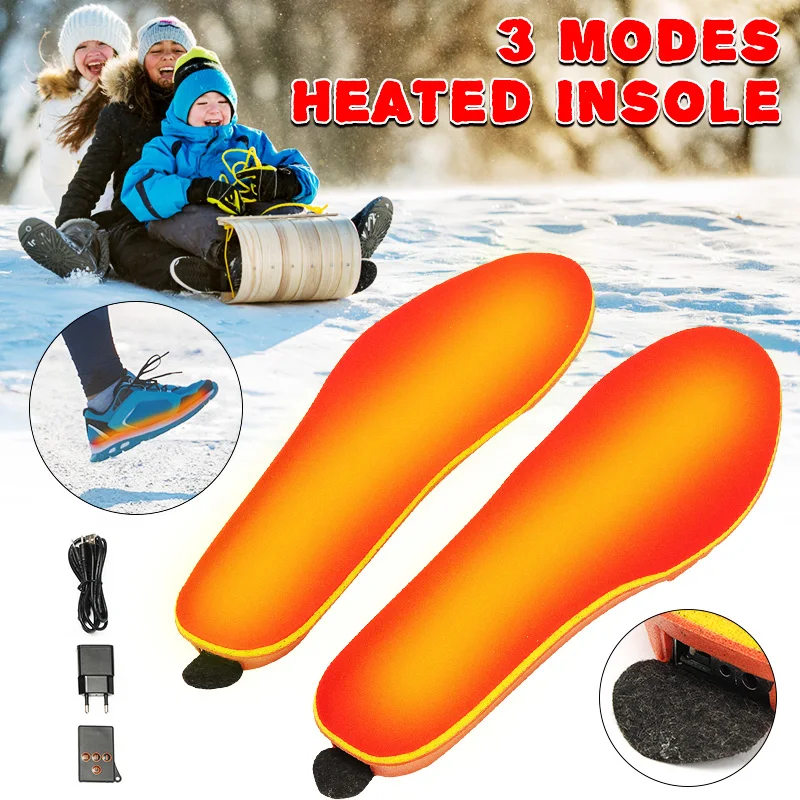 

2019 New warm Electric heated Insoles soles For women men Shoes boot Winter thick insole Feet Heater USB Foot Winter Warmer Pads