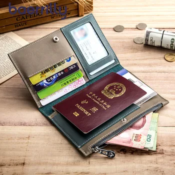

RFID Travel Accessories Passport Holder Cover Vintage Genuine Leather Women Wallets Men Business Credit Card Wallet Organizer