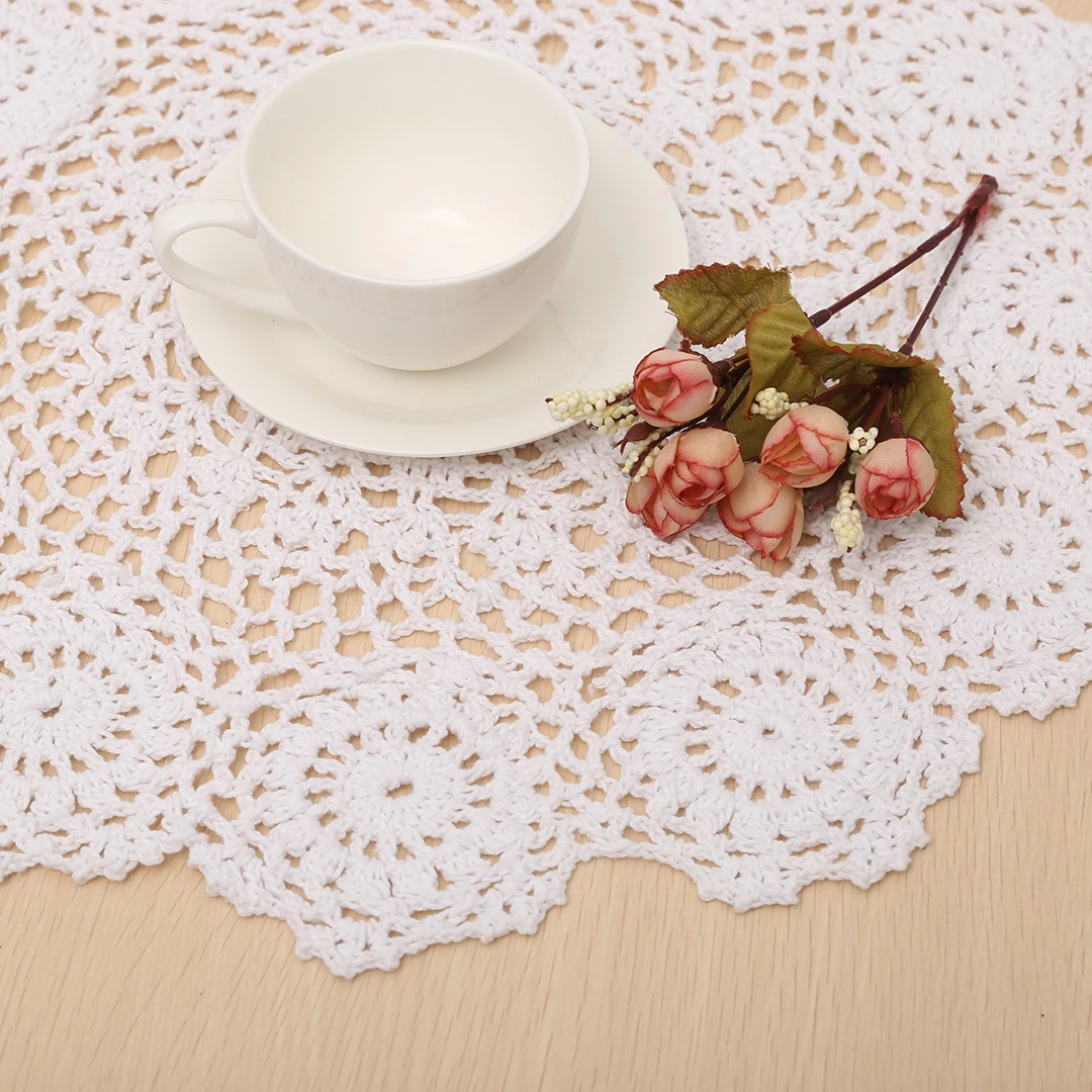 Handmade Round Pure Cotton Placemat Crochet Lace Doily Placemats Flower Coaster Mat 37cm for Kitchen Table Decoration Handmade Round Pure Cotton Placemat Crochet Lace Doily Placemats Flower Coaster Mat 37cm for Kitchen Table Decoration