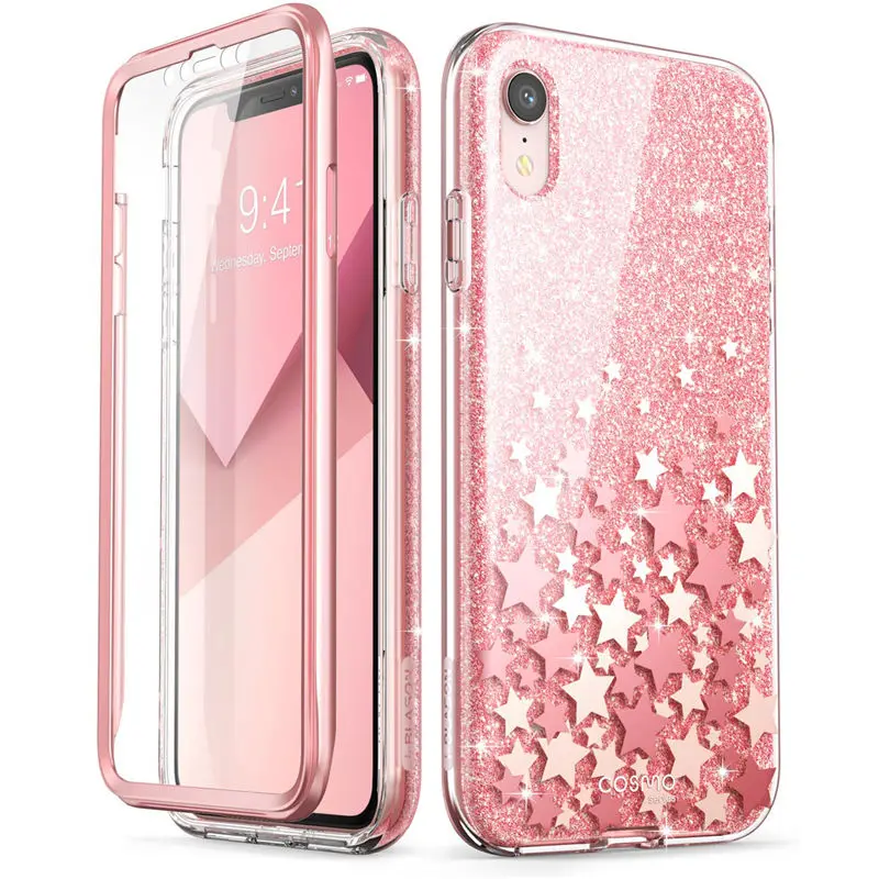 For iPhone XR Case 6.1" i Blason Cosmo Series Full Body Glitter Marble