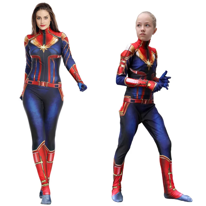 

Adult Halloween Captain Marvel Cosplay Costumes Avengers Fancy Jumpsuit Kids Carnival Carol Danvers Zentai Superhero Bodysuit