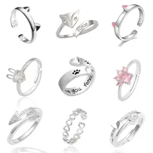 Модные Собака Paw ног с кошачьими ушками кольцо черно-бурой лисицы Ангел крылья пчелы, трусы с изображением кролика и сердечек Детские обручальные кольца для Для женщин Ювелирное Украшение с изображением животных, обручальное кольцо наименование товара