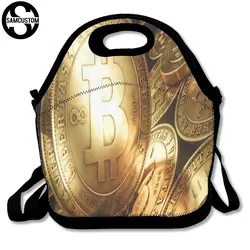 SAMCUSTOM 3D принт Bitcoin золотые монеты сумки для обедов изолированные водостойкие еда девушка пакеты для мужчин и женщин Дети Малыши