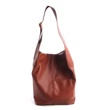 Новая простая кожаная сумка-мешок из чистой кожи, Женская Большая вместительная кожаная Диагональная Сумка, мягкая кожаная женская сумка