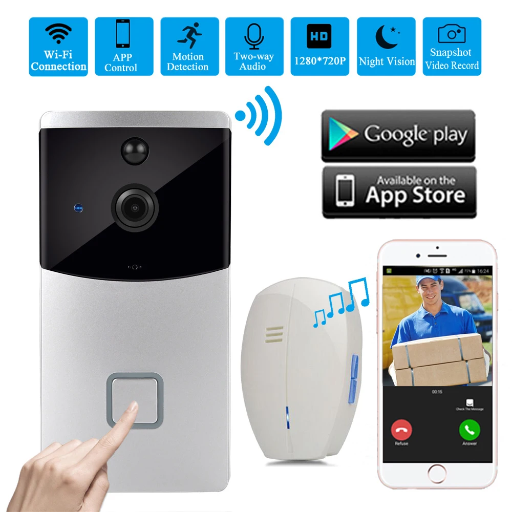 

CUSAM Smart IP Video Intercom Doorbell Wireless Wifi Camera HD 720P Door Phone Bell Two Way Audio APP Control iOS Android