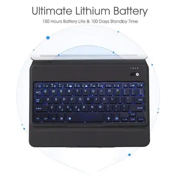 

Waterproof Colorful Backlight 15 Degree Angle Tilt Design Smart Flip Bluetooth3.0 Wireless Keyboard Case for iPad 9.7 2018
