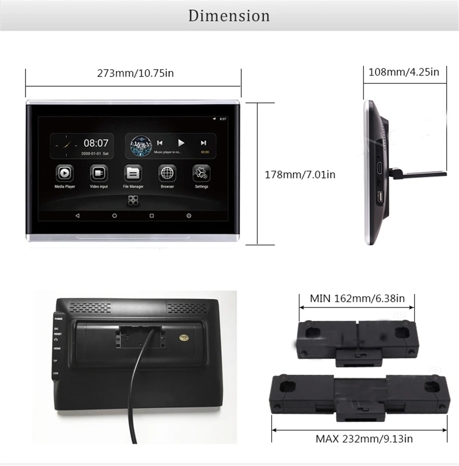 10 1 дюймовый HD1080P Android 6 0 wifi BT Зеркало Link OBD TPMS FM подголовник заднего сиденья