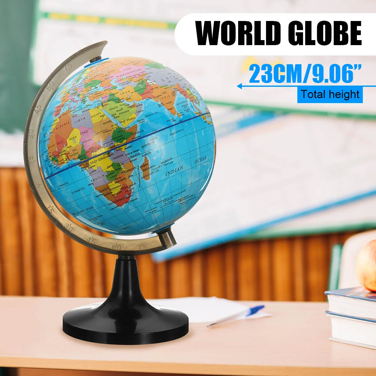 

Rotating Globe Earth Ocean Globe World Geography Map Table Desktop Decorative Ball Office Decor Ornament