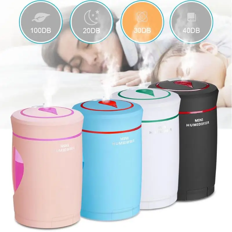 

220ml Ultrasonic Air Humidifier with Mobile Phone Holder 7 Colors LED Night Light Humidifier Car Aroma Fogger Mist Maker
