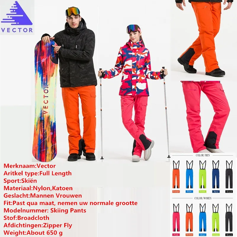 Векторные профессиональные высококачественные горнолыжные брюки для мужчин и женщин, теплые водонепроницаемые лыжные штаны для сноуборда, уличные брюки