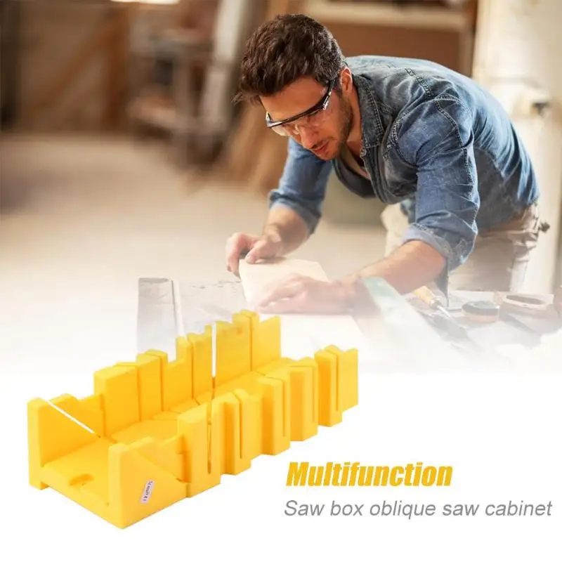 cheap 45 90 Degree Saw Box Wood Cutting Clamping Miter Saw Box Cabinet Case Woodworking Angle Cutting,300X90mm for Wood Tile