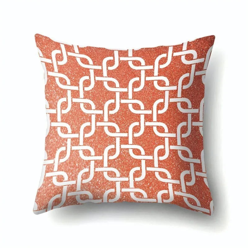 Коралл оранжевый геометрический дизайн подушка чехол украшение чехлы на подушки для дома Kussenhoes Cojines Decorativos Para диван полиэстер 40601