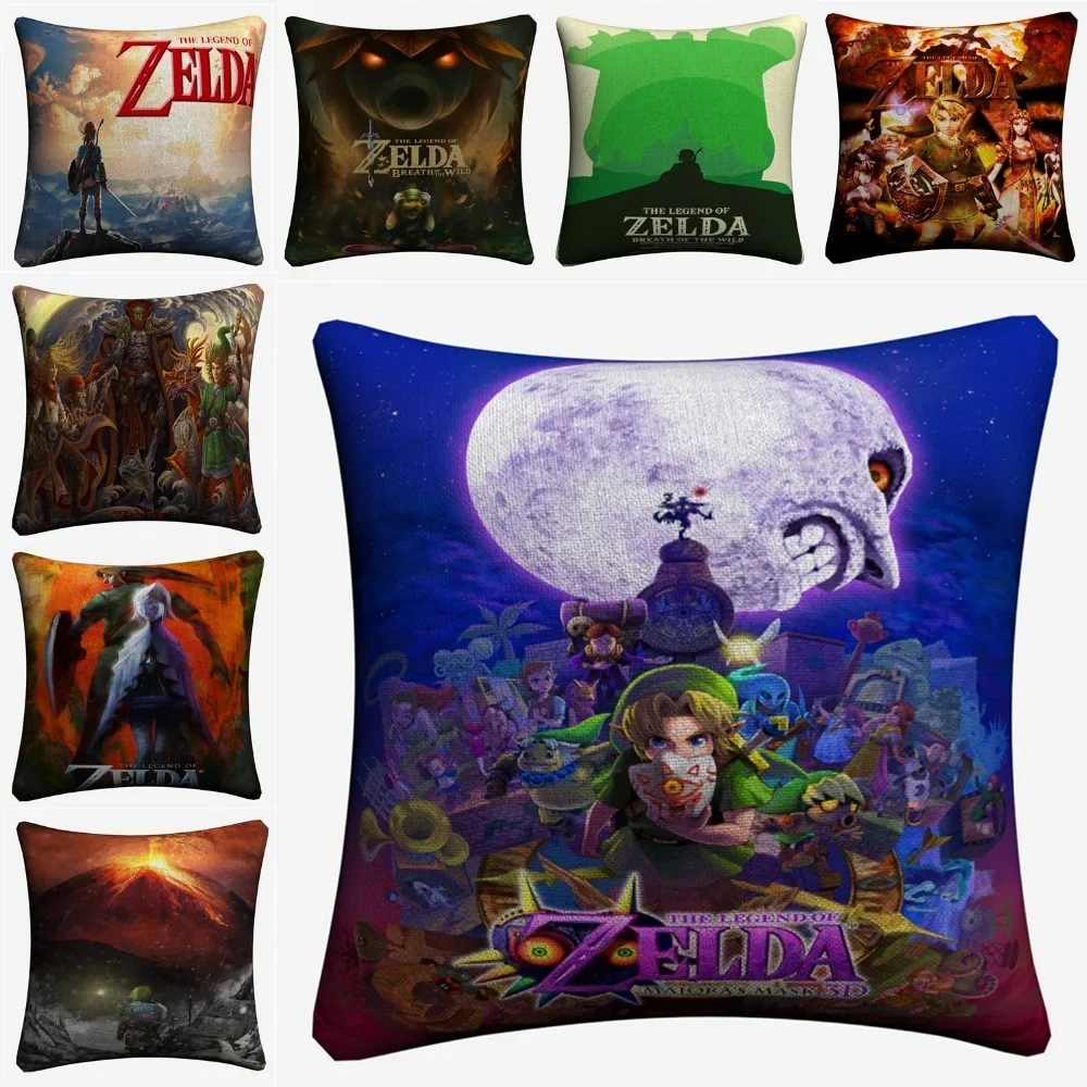 

The Legend Of Zelda Game Painted Cotton Linen Cushion Covers 45x45cm Vintage Soft Throw Pillow Case For Sofa Almofada Home Decor