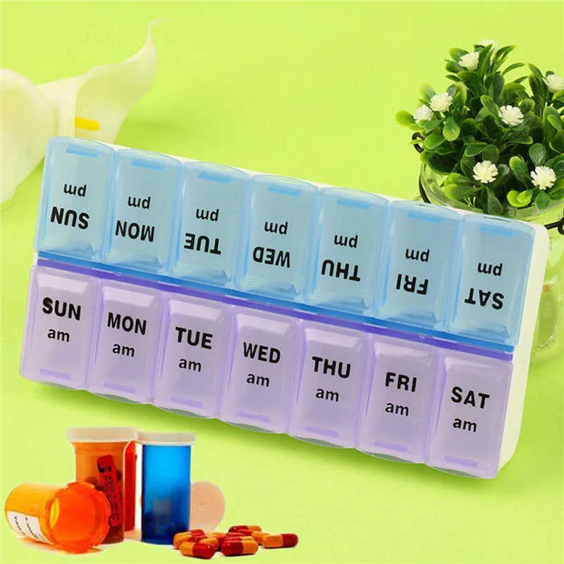 

7 Days Pill Case Medicine Storage Tablet Pill Box With Clip Lids Medicine Organizer Pill Case Splitters Storage Dispenser Weekly